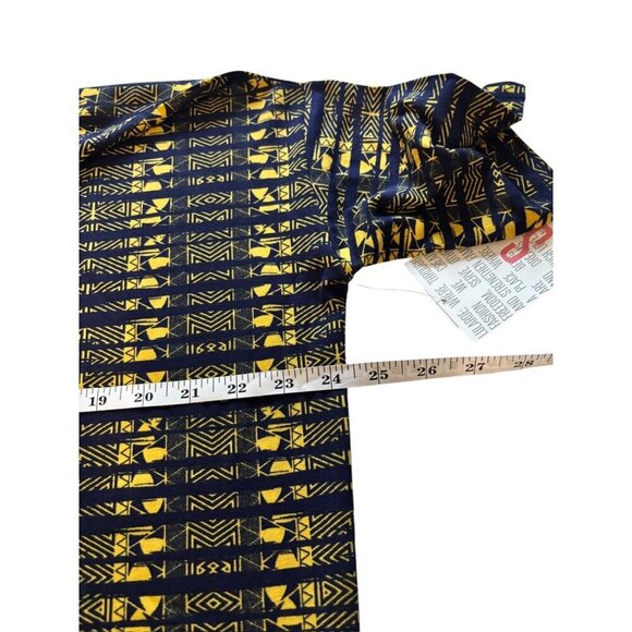 LuLaRoe Irma Women's Navy Blue & Yellow Shirt Dress - Picture 5 of 6